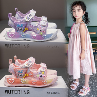 Girls' Sandals Summer Children's Beach Shoes 2025 New Girls Styline Princess Shoes Cartoon Soft Sole Casual Sandals