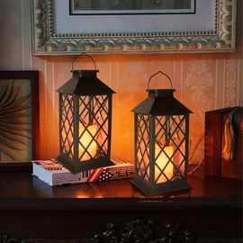 跨境创意太阳能庭院灯蜡烛宫灯户外庭院花园装饰铁艺摆件景观灯