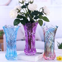 加厚彩色玻璃花瓶 花瓶玻璃插花 花瓶擺件客廳家用無鉛富貴竹花瓶