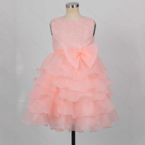 Comercio exterior nuevo estilo vestido de niña vestido de pastel para niños vestido de gasa hinchada corta sin mangas con lazo para niños