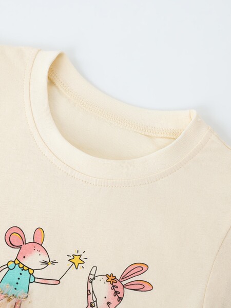 Summer children's short sleeve T-shirt with a round collar