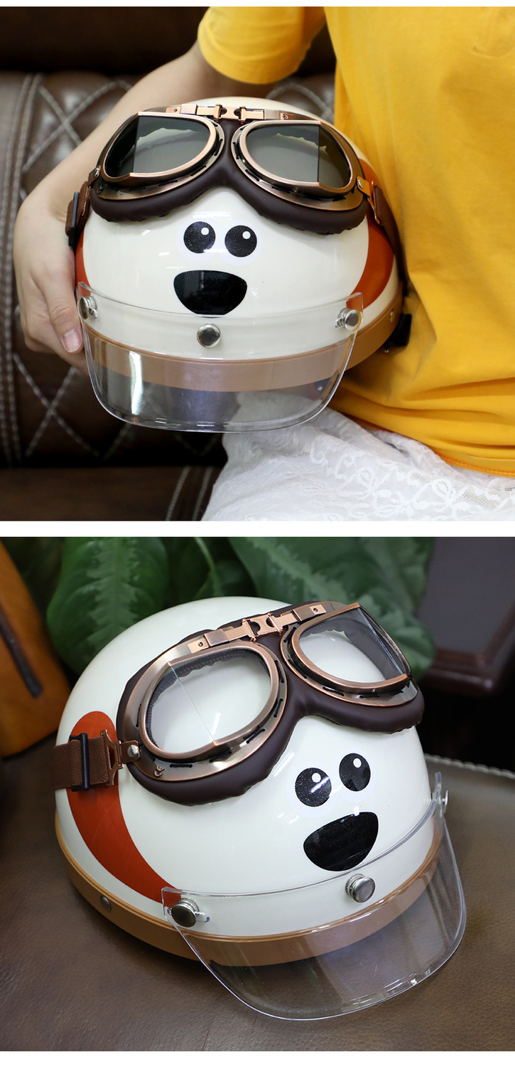 Cartoon Dog Helmet Electric Vehicle Half Helmet Winter