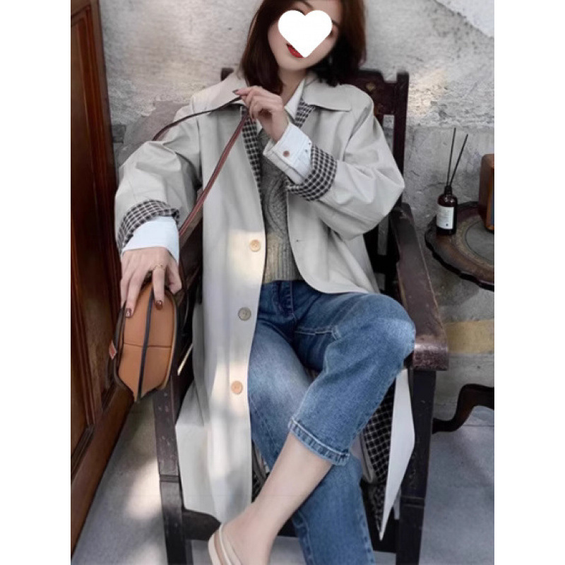 卡其色风衣女单排扣春秋新款英伦风韩版|undefined