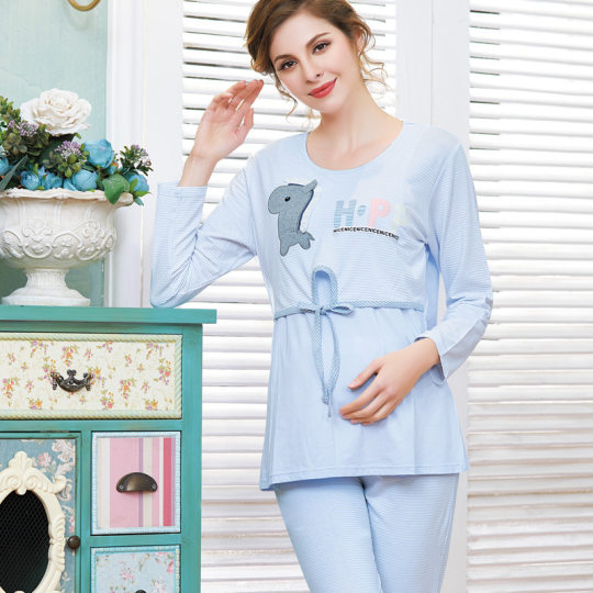 Luna Suit Spring and Autumn Maternal Postpartum Nursing Home Suit Summer Thin Breastfeeding Suit Large Size Pregnant Women's Pajamas