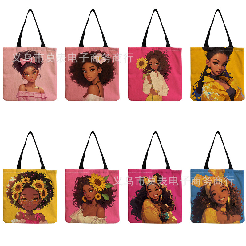 New Fairy Tale Style Shoulder Bag Cartoon Printed Tote Bag Large Capacity Practical Foldable Lightweight Women's Bag