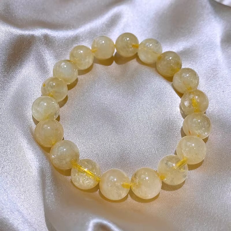 金髪水晶10mmブレスレット、金髪水晶チタンクリスタルブレスレット、女性用伸縮調整可能ヘアクリスタルジュエリー、卸売対応|undefined