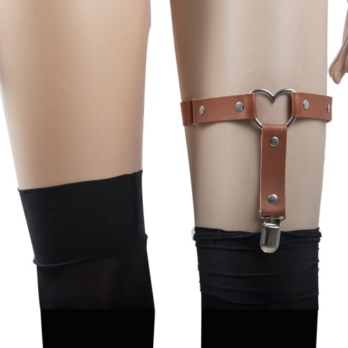 Cross-border jewelry European and American Harajuku punk love-shaped leather leg rings heart-shaped hip-hop street shooting leg rings foot rings garters