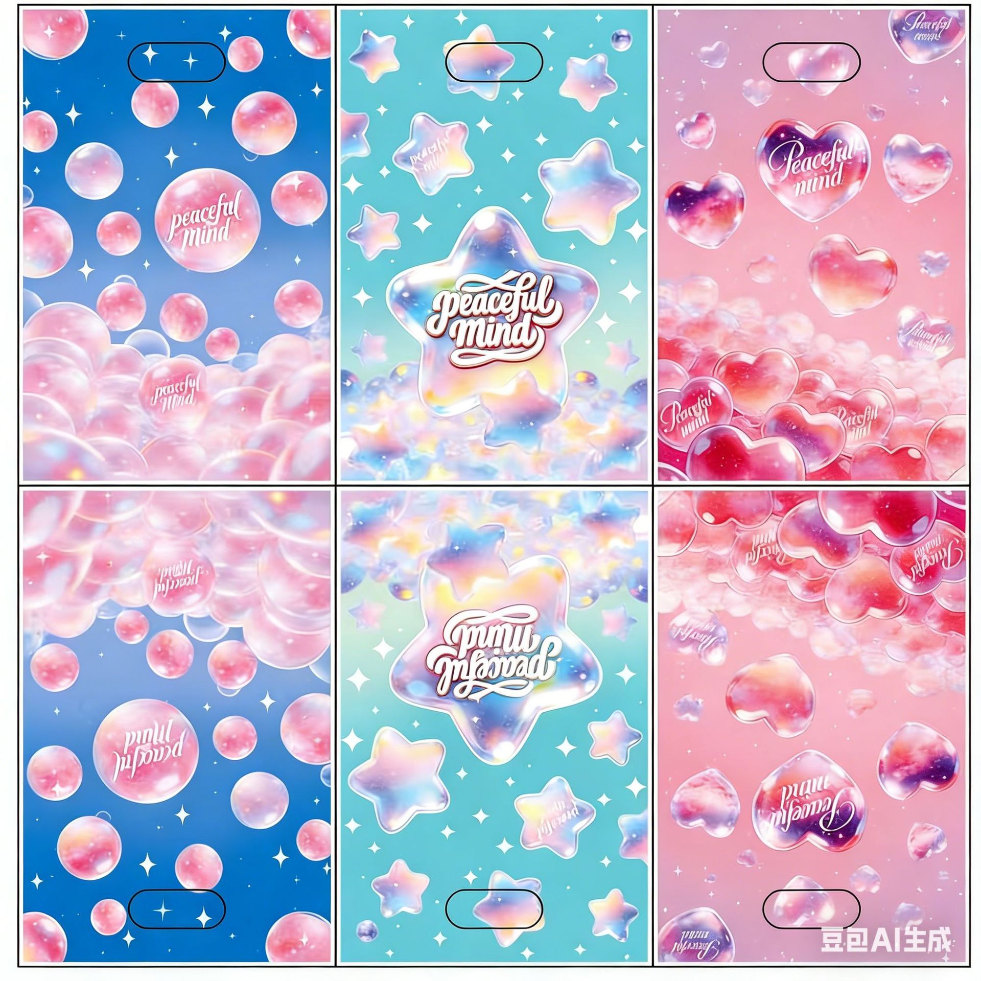 梦幻渐变爱心气泡塑料袋 温柔风伴手礼袋 粉色治愈系礼品手提袋