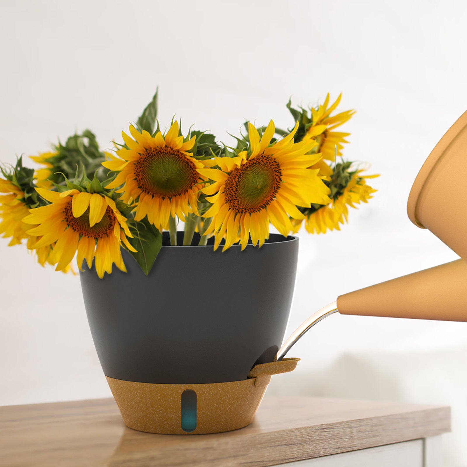 Factory direct cross-border e-commerce visual water level side water self-absorbing plastic balcony courtyard green flower pot