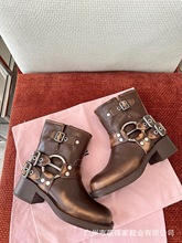 buckle detail leather boots ŷƤͷţƤŲɫMIUѥ