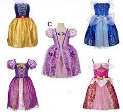 European and American Summer New Arrival Cinderella & Frozen Short-Sleeve Lace Ball Gown for Girls' Clothing