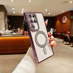 電気めっきのサイドドリルのフラッシュパウダーの磁気吸引の携帯電話のケースはサムスンのgalaxy y 25ultraの転倒防止s 23uの保護カバーに適しています。