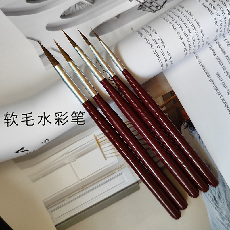 Nail Pen Watercolor Painting Brush Painting Brush Wooden Handle Painting Hand Art Gouache Painting Brush