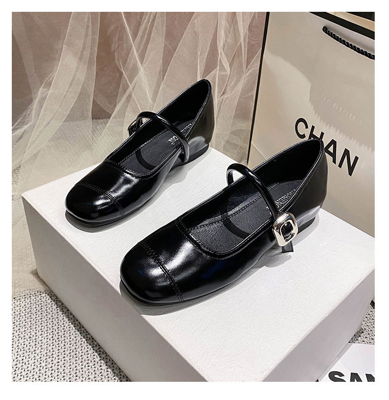 Giày Mary Jane nữ mũi vuông miệng nông, đế bằng mềm, gót trong 3–6 cm — Bạc (kiểu đế bệt), Bạc (tăng bên trong), Màu trắng (kiểu đế bằng), Màu trắng (tăng bên trong) chi tiết 30