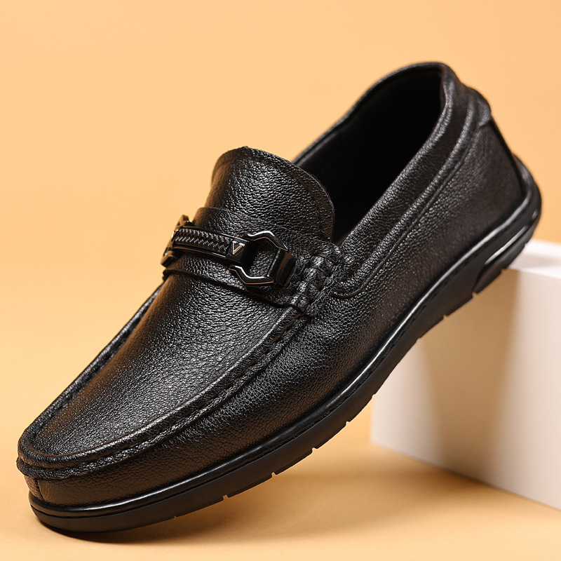 2024 verano primera capa de piel de oveja zapatos de guisantes para hombres cuero genuino zapatos de cuero casuales para hombres zapatos Lefu zapatos para hombres zapatos individuales