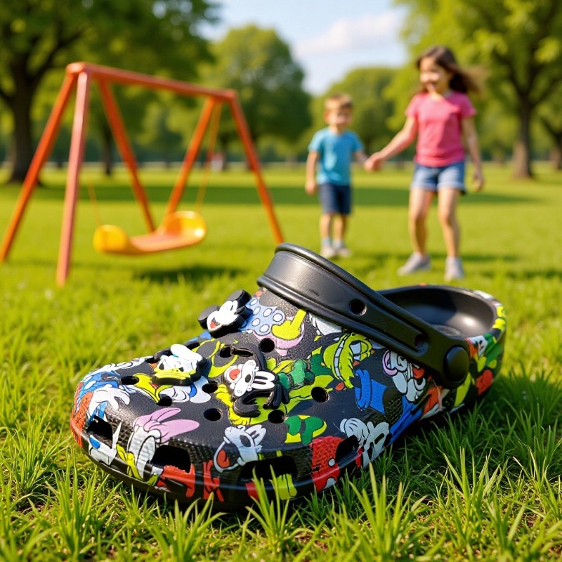 Croka Family Mickey Cartoon Parent-Child Clogs Cross-Border Printed Trendy Soft-Soled Children's Slippers Wholesale