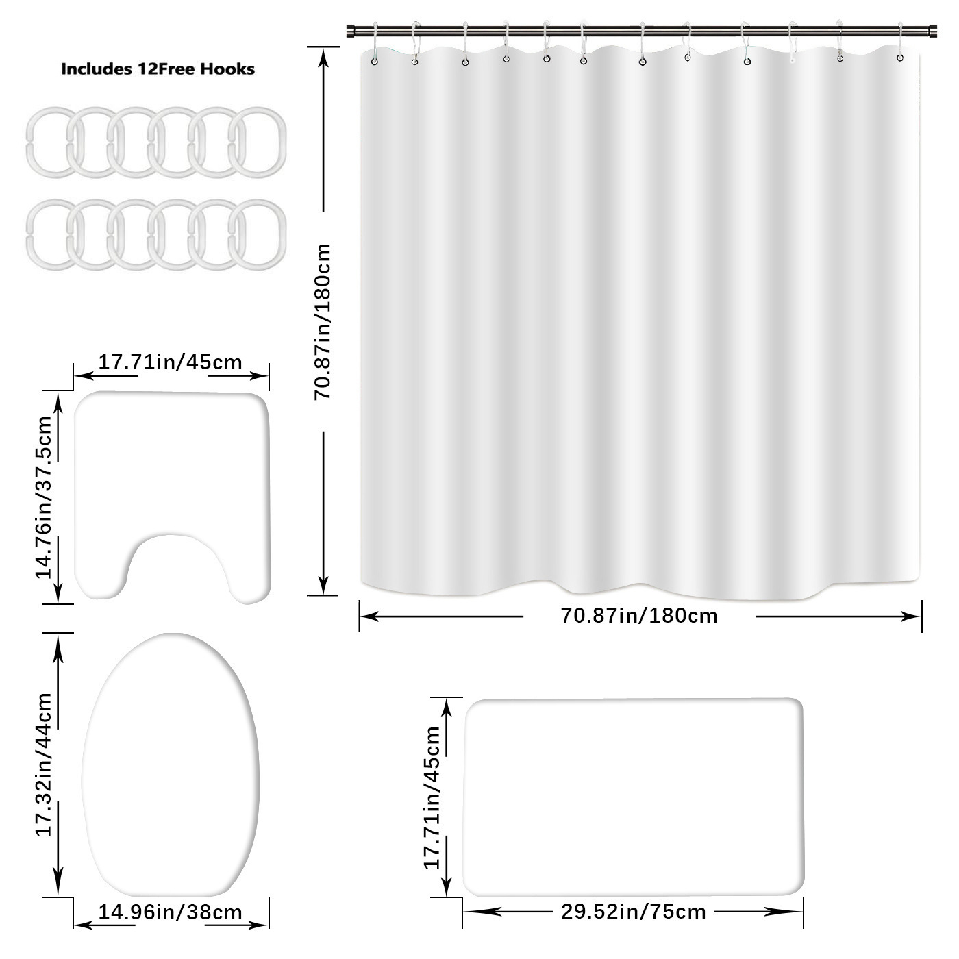 Cortina de baño de textura de mármol amazónico impermeable a prueba de moho baño de cuatro piezas cortina de baño impermeable a prueba de agua image 6