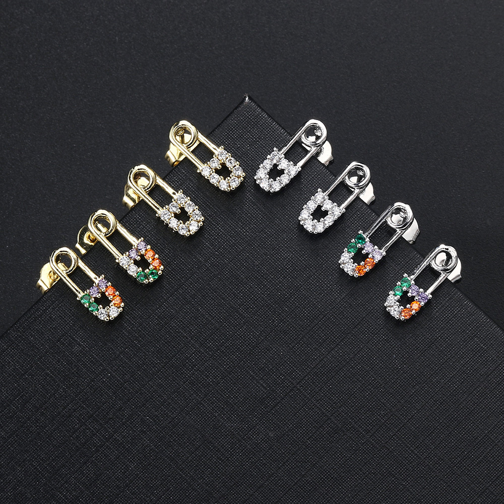5g Weight 18K Real Gold Plated, Platinum Plated Plating Material Zircon Inlay Material Ear Cartilage Rings & Studs Piercing Type 1 Piece, 1 Pair Quantity Daily Occasion Copper Material Geometric Pattern Women's Gender Elegant, Streetwear Style Inlay Craft 1 Piece 1 Pair Elegant Streetwear Geometric Inlay Copper Zircon Ear Studs 10
