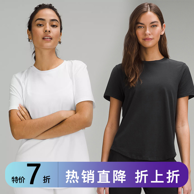 Special Offer Simple Round Neck Slim Fit Casual Sports Short-Sleeved T-Shirt for Women Lyocell Classic Versatile Basic Top