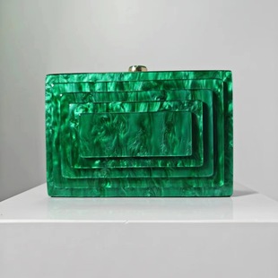 2022 summer cross-border direct sales evening bag retro European and American splicing bag trendy acrylic shoulder chain bag for women