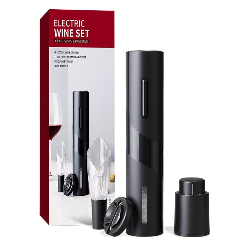 2024 nuevo juego de abrebotellas de vino tinto juego de caja de regalo multifuncional juego de abrebotellas de vino eléctrico de plástico