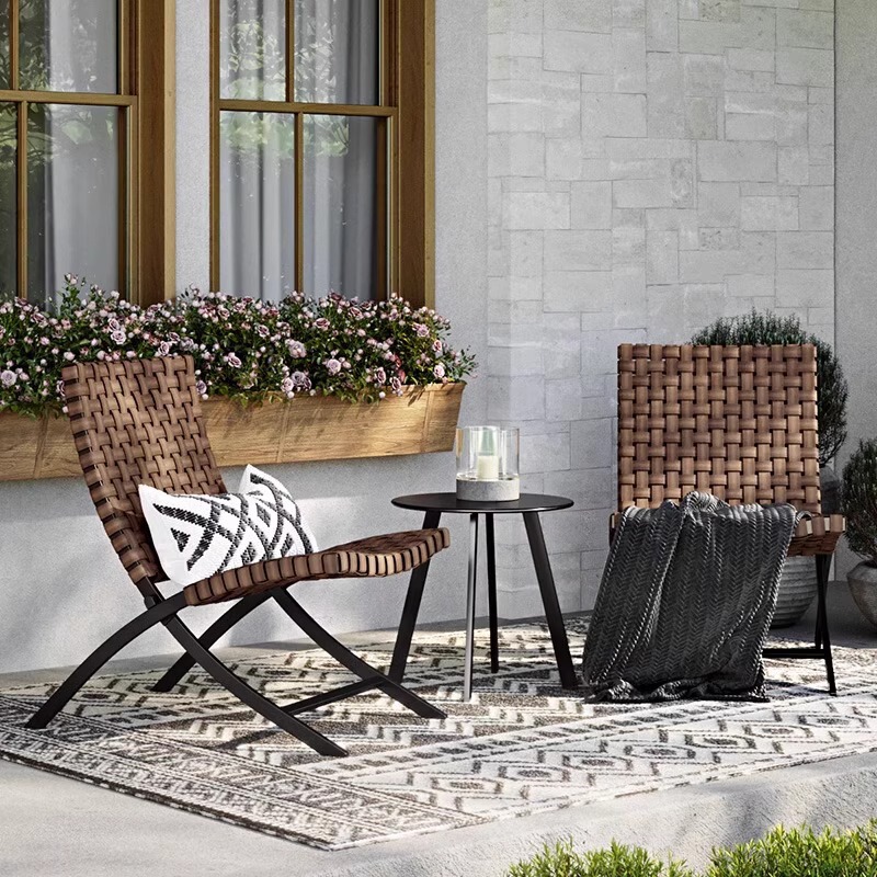 Rattan Folding Tables and Chairs for Courtyard and Balcony, Outdoor Leisure Tables and Chairs, Foldable Three-Piece Set, Waterproof and Sun-Proof Chairs Rattan Folding Tables and Chairs for Courtyard and Balcony, Outdoor Leisure Tables and Chairs, Foldable Three-Piece Set, Waterproof and Sun-Proof Chairs