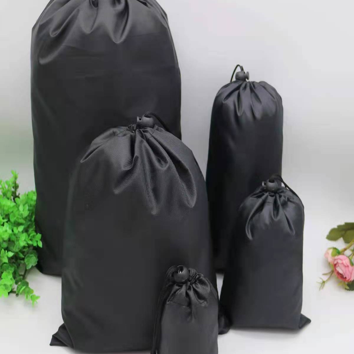 加厚新款卧室家用网布束口袋黑色涤纶抽绳牛津布袋防尘收纳网布袋