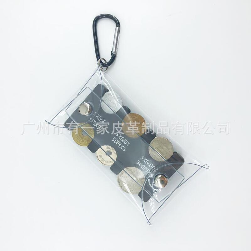 現物硬貨クリップ携帯型硬貨分類透明pvc小包登山ボタン付き硬貨プラスチックケース収納バッグ|undefined