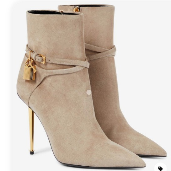European Style Solid Color Cow Print Pointed Toe Gold Buckle Stiletto Fashion Ankle Boots Sexy t Comfortable Versatile Stiletto Ankle Boots