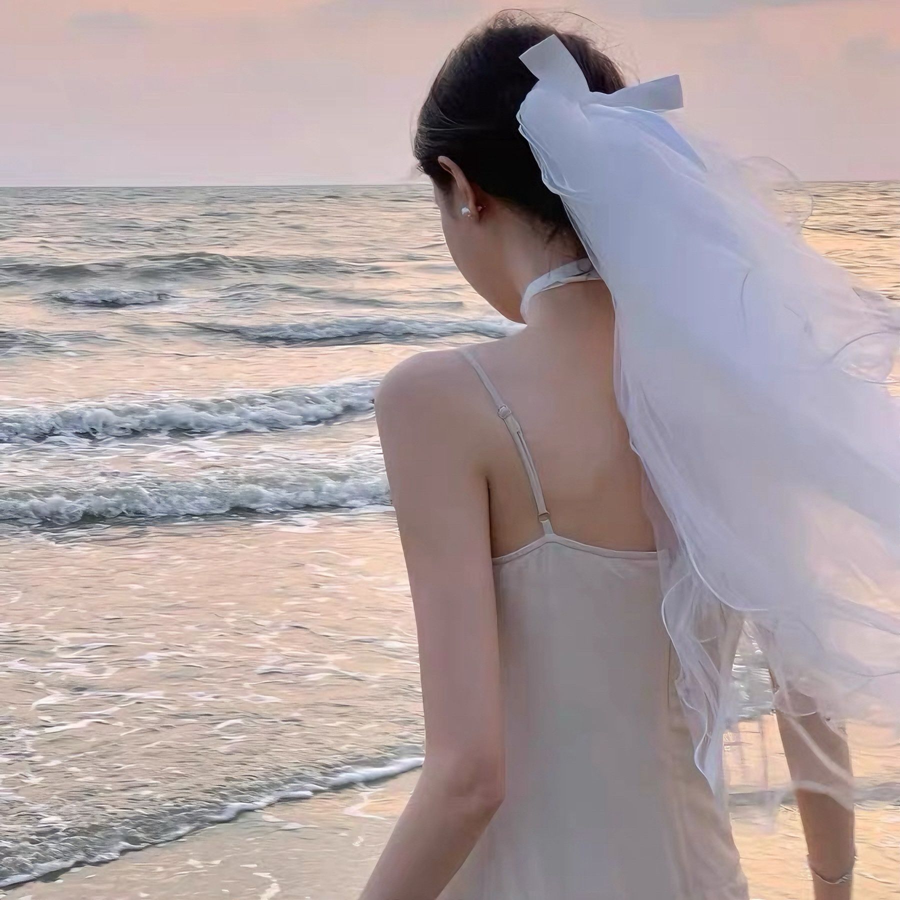 Double-Layer Short Veil with Bow, Hair Accessory for Photo Shoots, Proposal, Engagement, Fairy-Style Bridal Veil