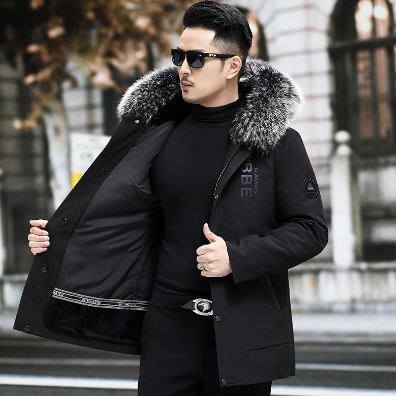 Simba Second Generation 2023 Men's Rabbit Fur Liner Fox Fur Collar Fur One Pike Mid-length Detachable Jacket