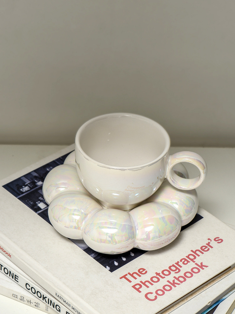 5ZV7批發小西家ins風可愛太陽花陶瓷咖啡杯碟輕奢高顏值下午茶花