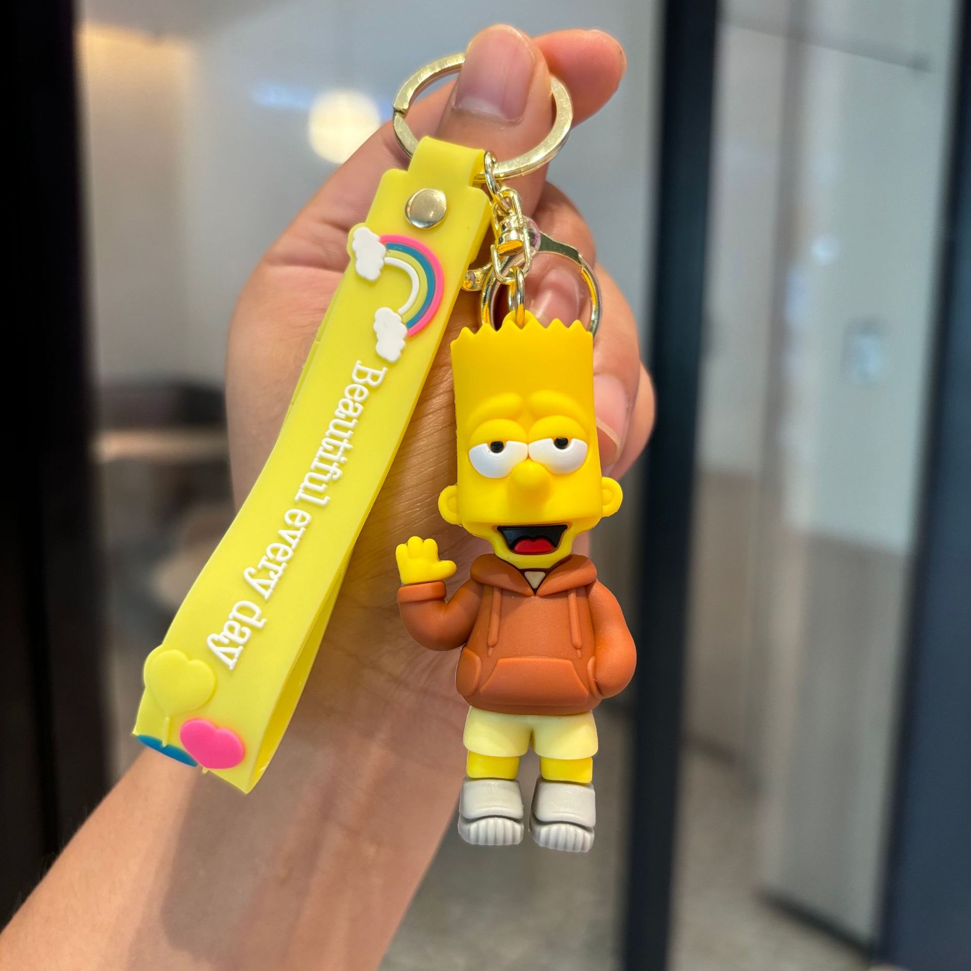 Simpsons caricatura de silicona muñecas lindas colgantes agarrador muñeca bolsos colgantes llaveros regalos