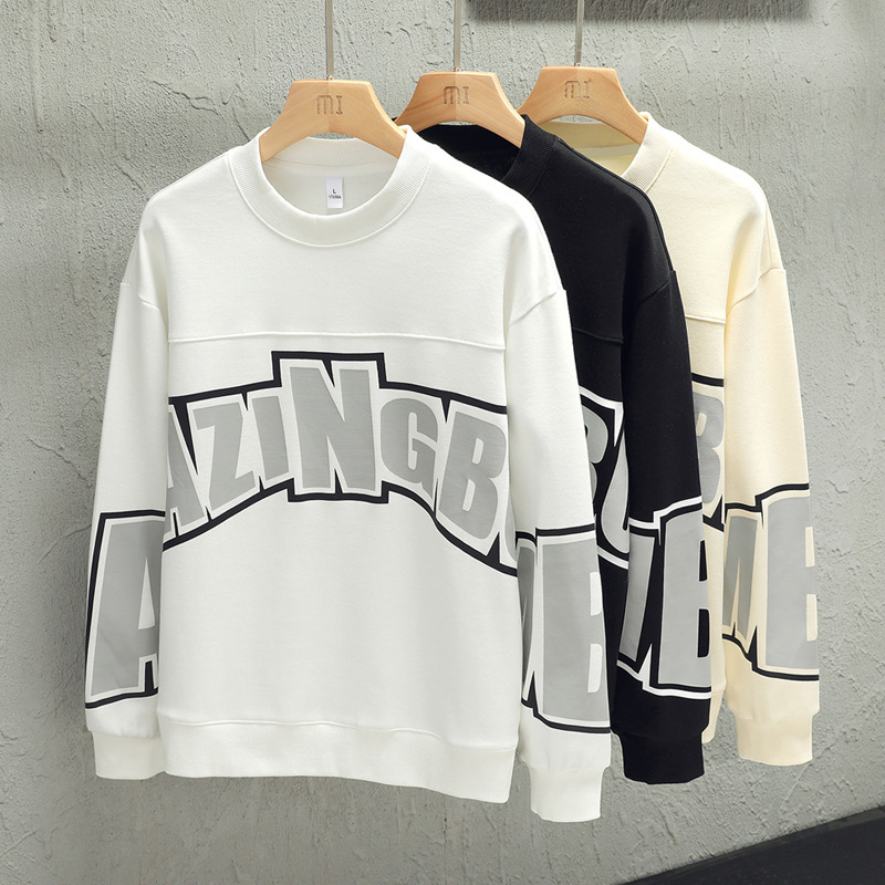 Maglione girocollo per la primavera e l'autunno nuova camicia con fondo, top a maniche lunghe, etichetta di moda casual ampia_voghion.com