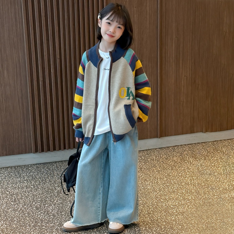 女童毛衣开衫春秋款2025新款洋气儿童外套春装针织衫小女孩上衣潮