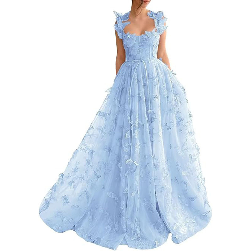 Cross-border evening dress long tulle ball gown sexy split ball party wedding dress factory direct supply