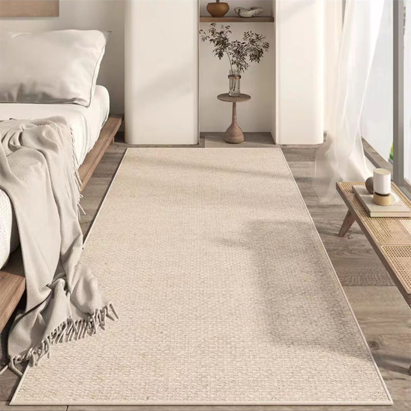 Alfombra de cachemira de imitación gruesa simple de estilo japonés, manta de borde de cama de dormitorio antideslizante para el hogar