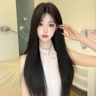 千鸟假发夏日网感氛围日常透气韩系女气质透气款自然黑长直全头套