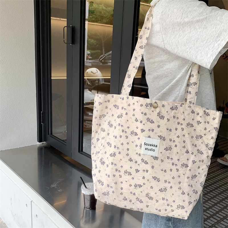 36251 Vintage floral canvas cosmetic bag, large-capacity handbag, women's single-shoulder crossbody bag, tote bag, underarm bag undefined