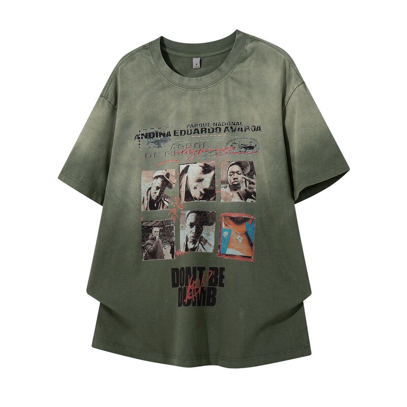 Tang Mu Chao Ren 2026 Summer New American Retro Puzzle Photo Print Design Casual Loose-Fitting Unisex Short-Sleeve