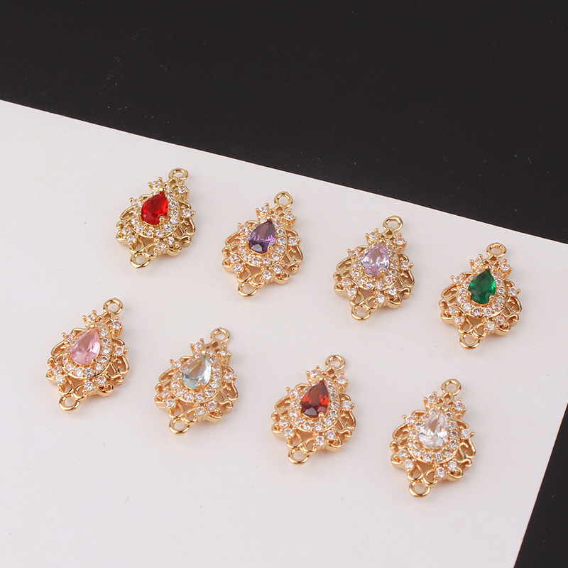 1 Piece Simple Style Water Droplets Copper Inlay Connector Jewelry Accessories display picture 1