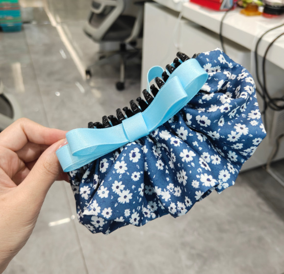 3# deep blue floral butterfly banana clip hair clip 13cm