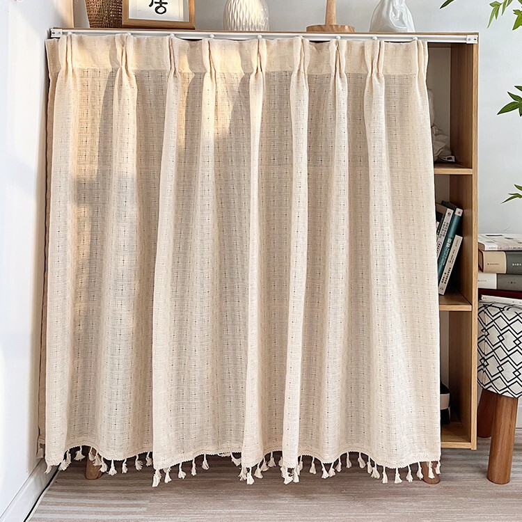Pastoral Cabinet Shelter Curtain Slide Rail Cabinet Curtain Shoe Rack Storage Rack Bookcase Dust-proof Curtain Sundries Ugly-covering Cloth Curtain