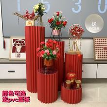 新款加厚婚庆道具折叠圆柱甜品台纸质罗马柱路引直播摆件生日派对
