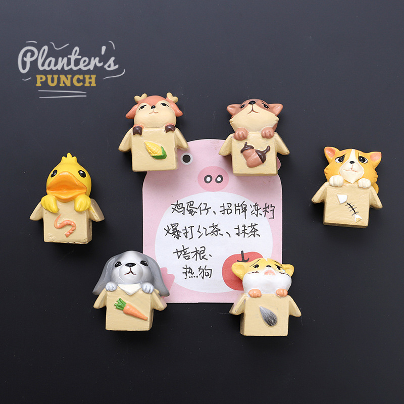 ZAKKA 만화 동물 크리에이티브 홈 매일 장식 포스트잇 노트 수지 마그네틱 스티커 새로운 이상한 냉장고 스티커