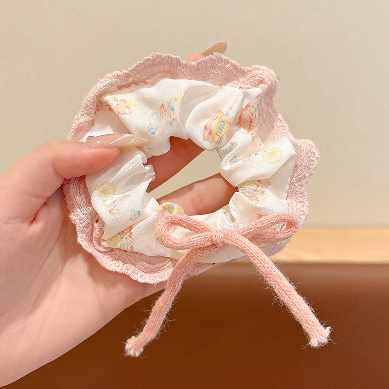 49#【Bow Tie Large Intestine Hair Tie】Pink 10cm
