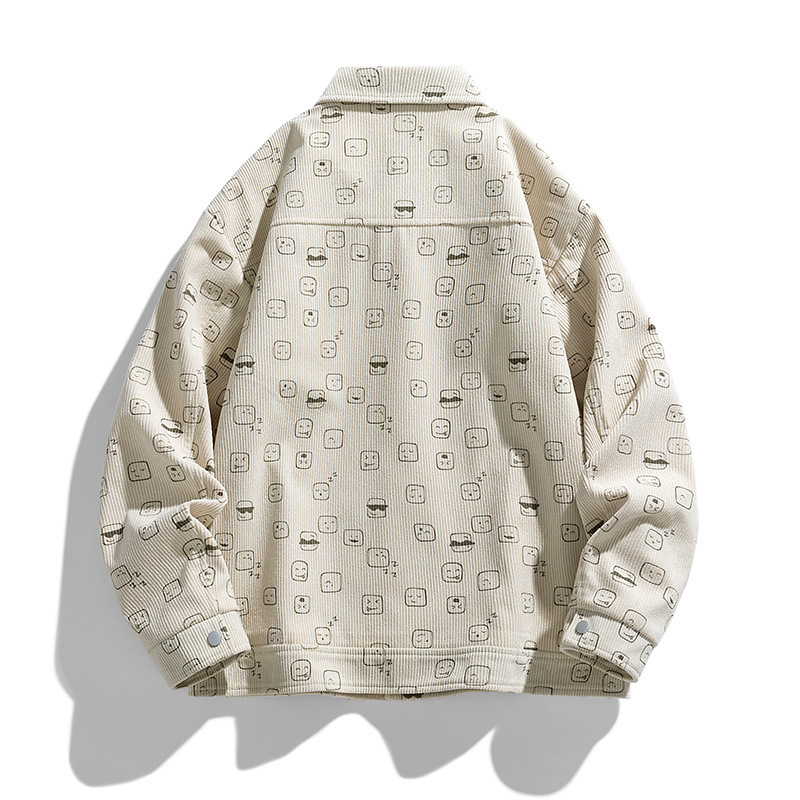 Primavera y otoño chaqueta de hombre de velcro chaqueta de solapa de moda de moda casual impresa completa chaqueta de chaqueta de tamaño grande simple para hombres