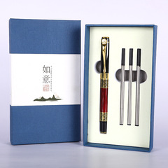 Chinese-style ballpoint pen gift box business gift set wood grain metal ballpoint pen neutral pen souvenir