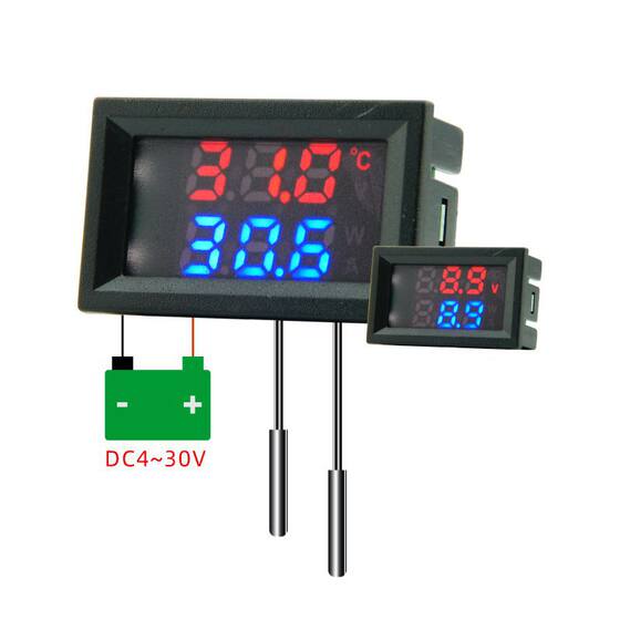 Dc Dual Display Dual Temperature + Single Voltage Alternative Display Measurement 4~30v Direct Power