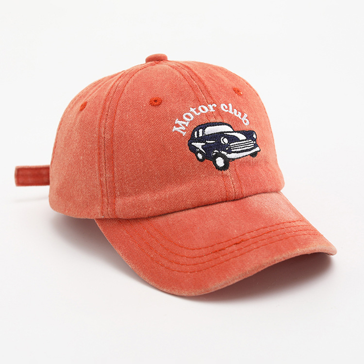 Estilo coreano niños coche bordado gorra de béisbol superior suave chico guapo todo partido lavado angustiado chica ala ancha gorra de pico